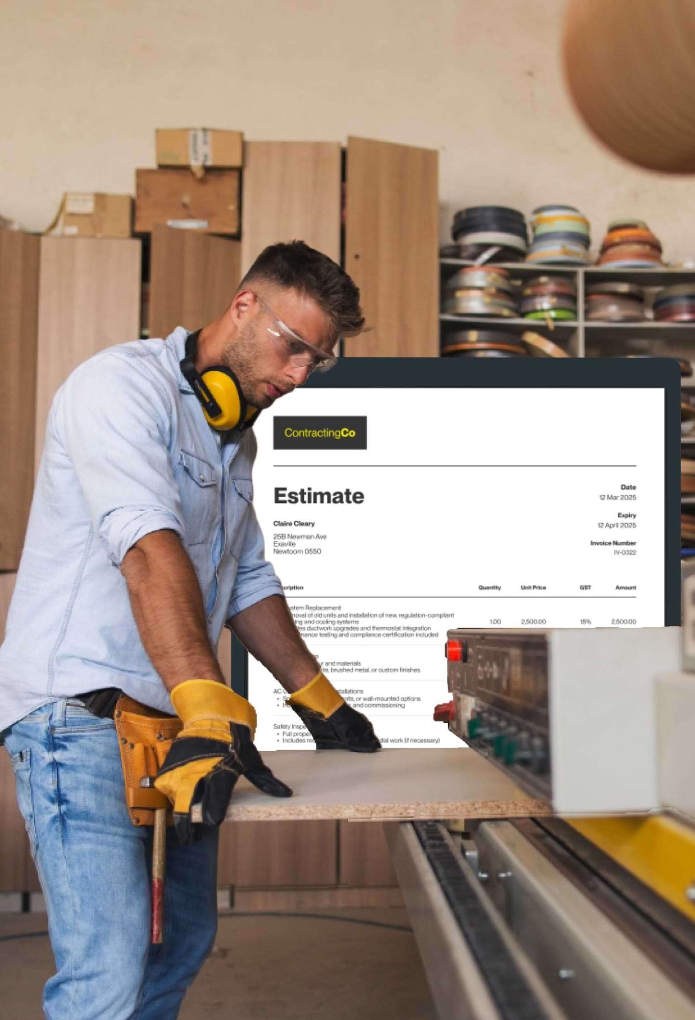 joinery worker and an estimate