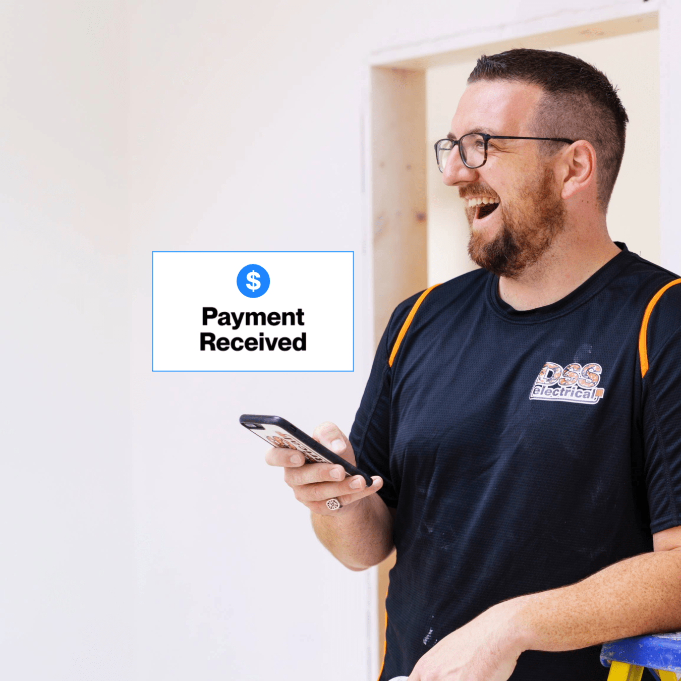 Tradesman receiving payment
