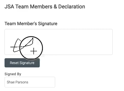 Signing a JSA Form