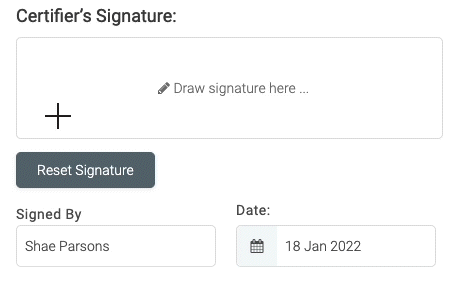 Signing a NZ COC in Tradify