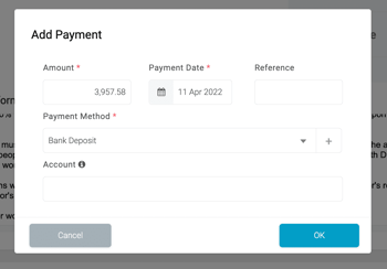 add payment tradify invoice
