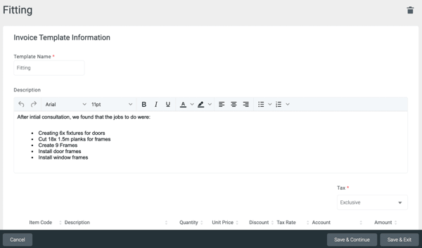 fitting tradify invoice