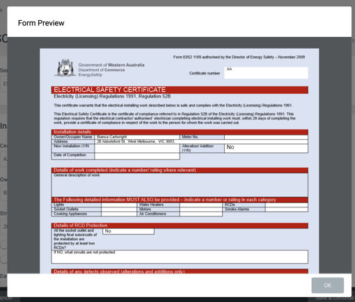 Completing an Electrical Safety Certificate Tradify™