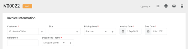 tradify invoice information