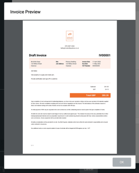 tradofy invoice preview